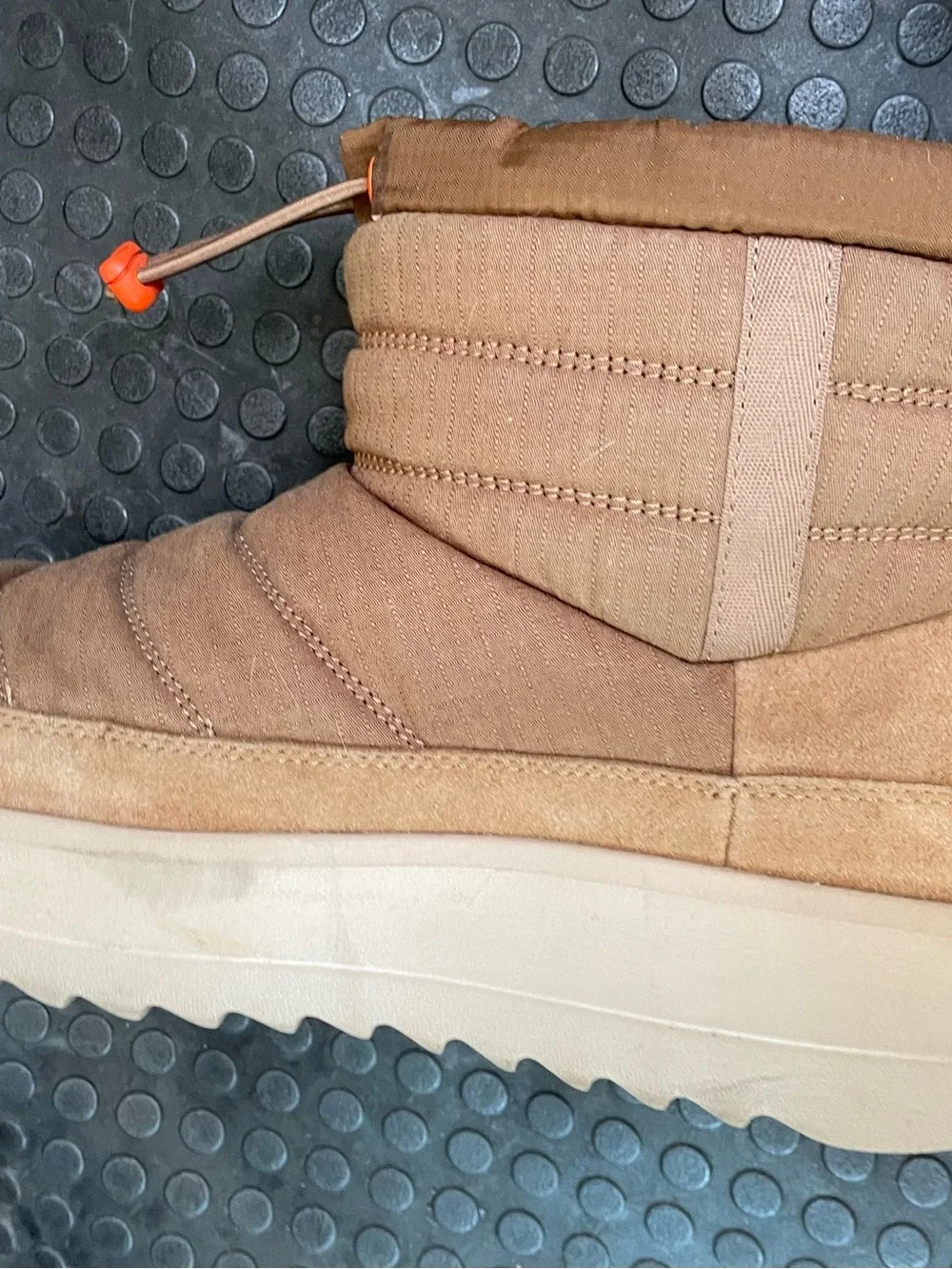 Brown Quilted Slip-On Winter Boot with Plush Lining